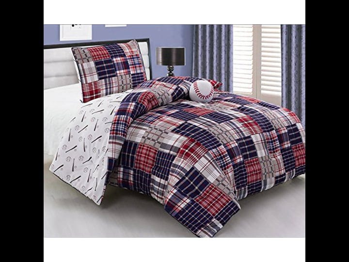 grand-linen-3-piece-kids-twin-size-baseball-sports-theme-comforter-set-with-plush-ball-included-navy-1