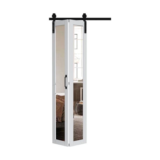 reliabilt-40-in-x-84-in-white-mirror-panel-mirrored-glass-mirror-single-bifold-barn-door-hardware-in-1