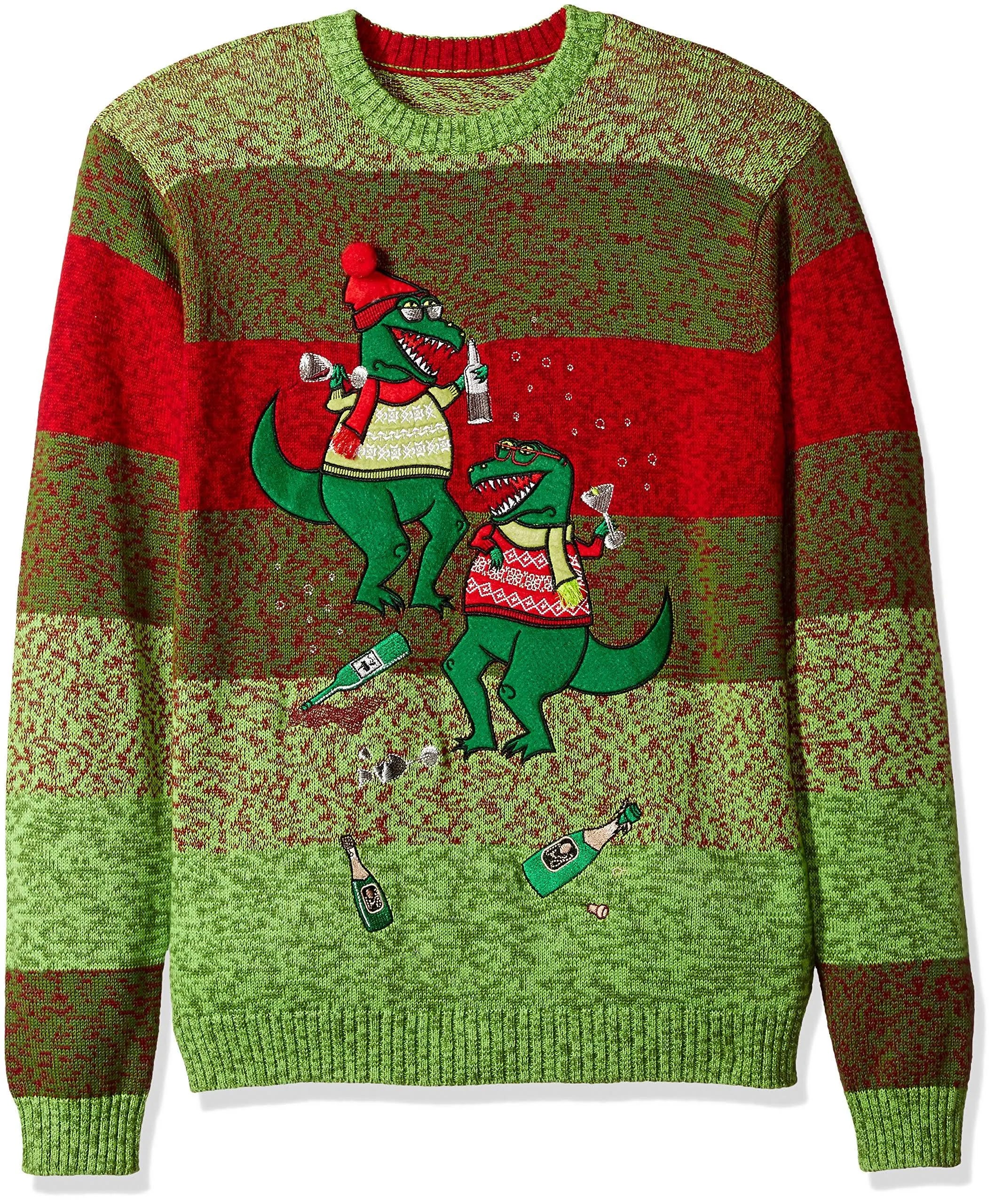 Festive Dinosaur Ugly Christmas Sweater | Image