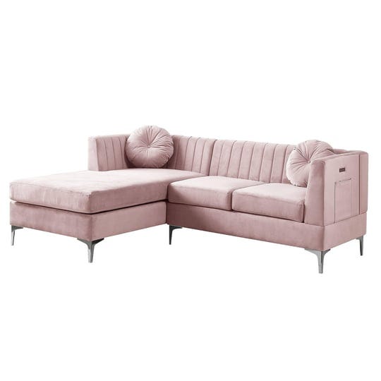 lilola-home-chloe-pink-velvet-sectional-sofa-chaise-with-usb-charging-port-1