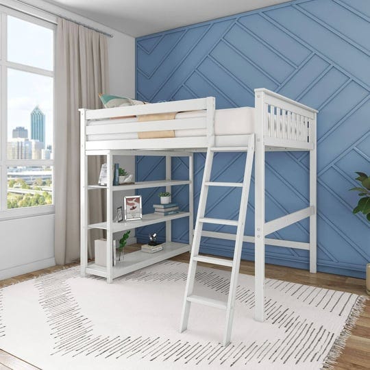 full-size-high-loft-bed-with-bookcase-white-max-lily-1