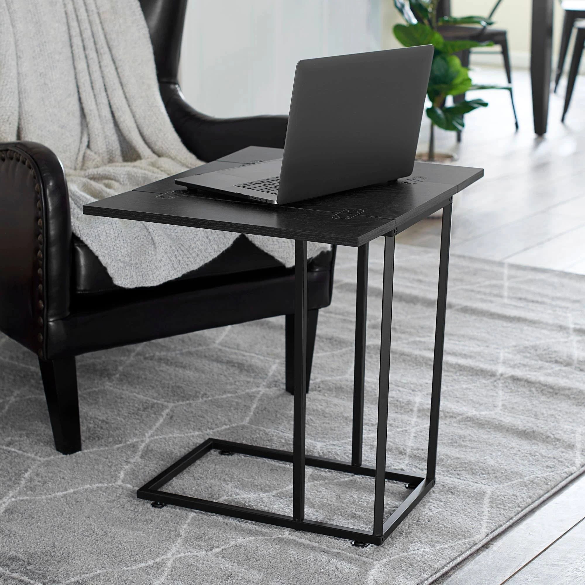 Black Oak Narrow C Table for Limited Spaces | Image