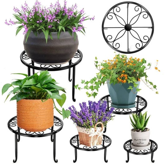 roadwater-5-pack-metal-plant-stand-for-outdoor-indoor-plants-heavy-duty-flower-pot-stands-for-multip-1