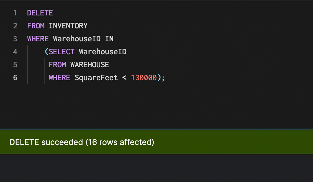 arctype delete subquery view