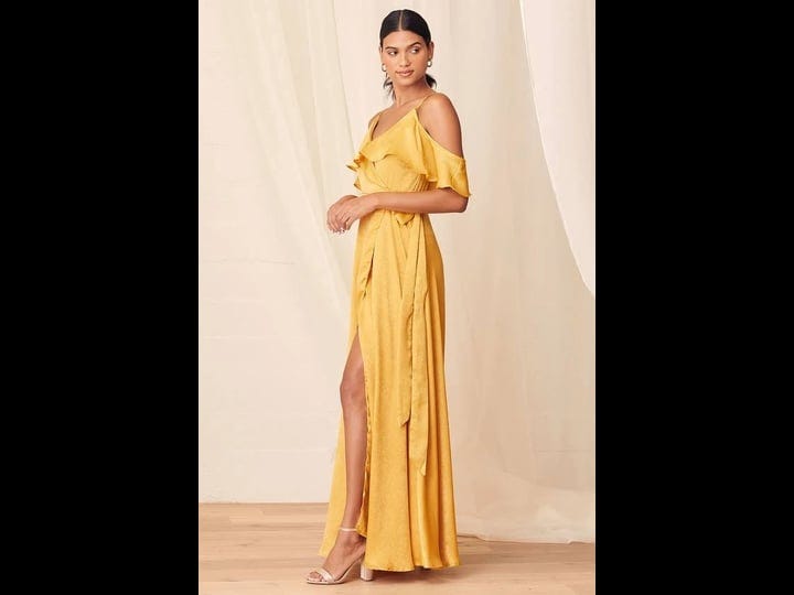 lulus-moriah-mustard-yellow-satin-wrap-maxi-dress-size-medium-100-polyester-1