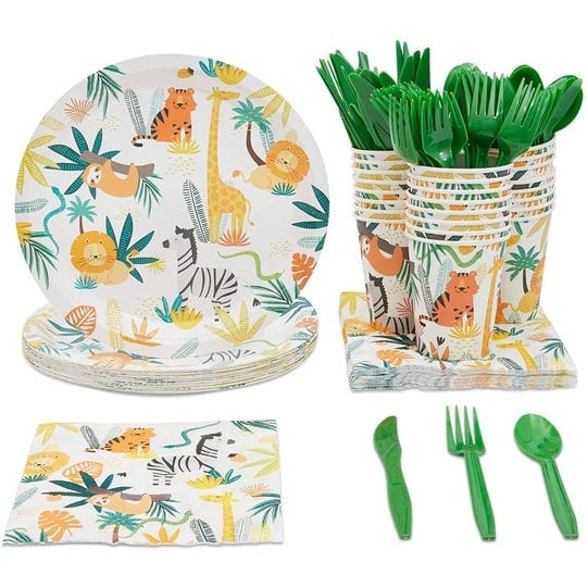 blue-panda-144-piece-jungle-safari-theme-birthday-party-decorations-zoo-animal-dinnerware-plates-nap-1