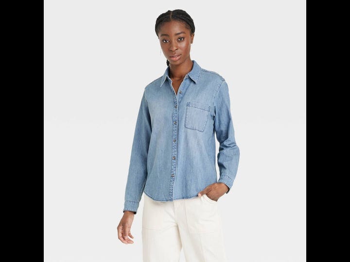 womens-long-sleeve-relaxed-fit-collared-button-down-shirt-universal-thread-light-blue-denim-xs-1