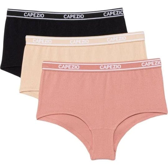 capezio-ribbed-seamless-shortie-panties-for-women-black-beige-pink-size-large-stretchy-fabric-1