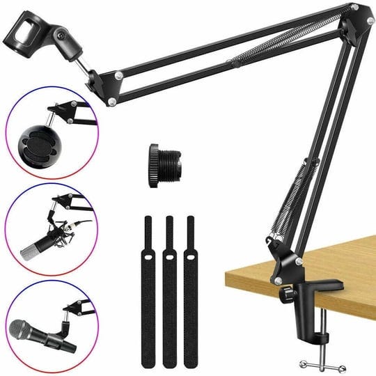 anko-microphone-stand-adjustable-microphone-suspension-boom-scissor-arm-stand-screw-adapter-sticky-s-1