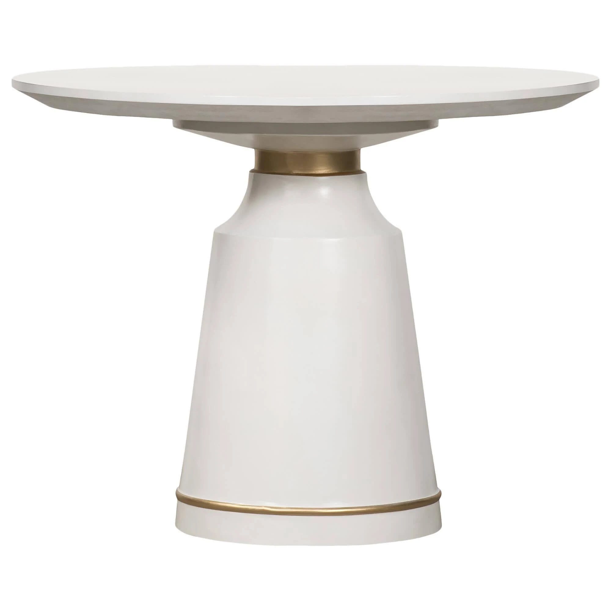 Concrete White Kitchen Dining Table with Bronze Accent | Image