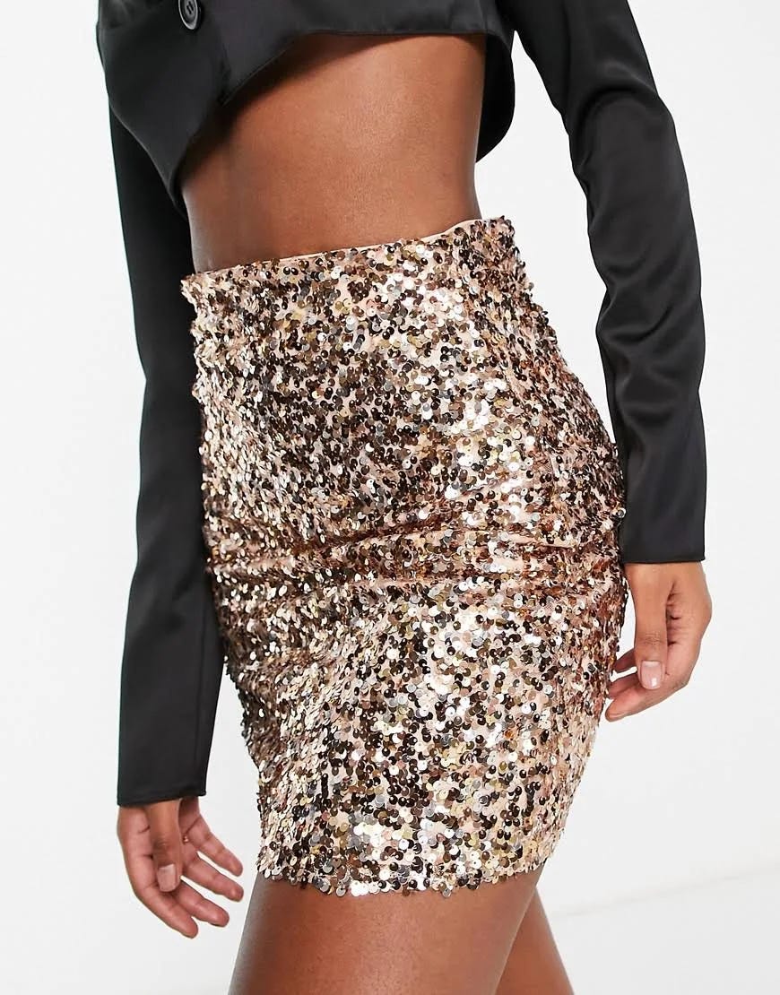 ASOS Design Sparkling Gold Sequin Mini Skirt | Image