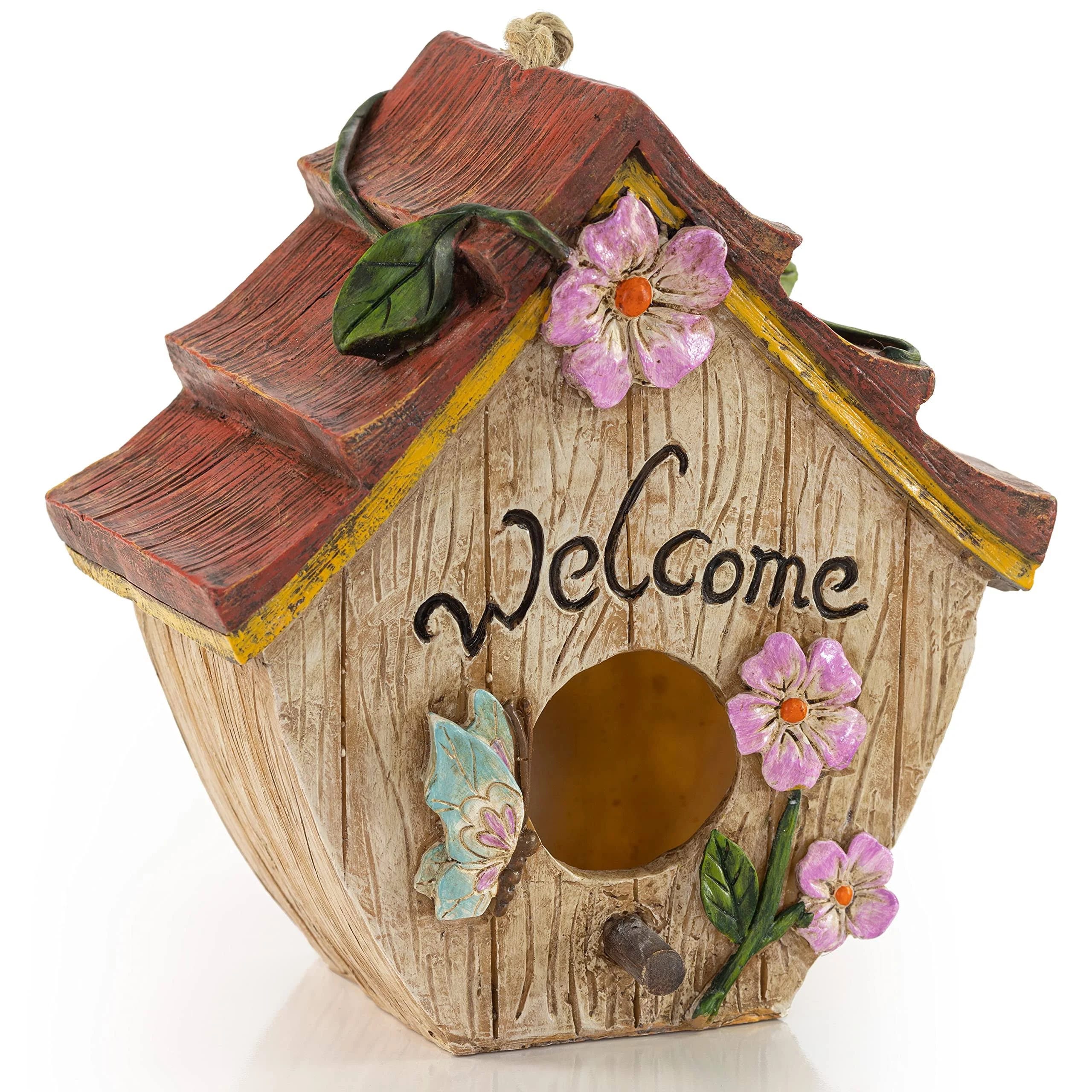 Unique Rustic Painted Bird House Decor | Image