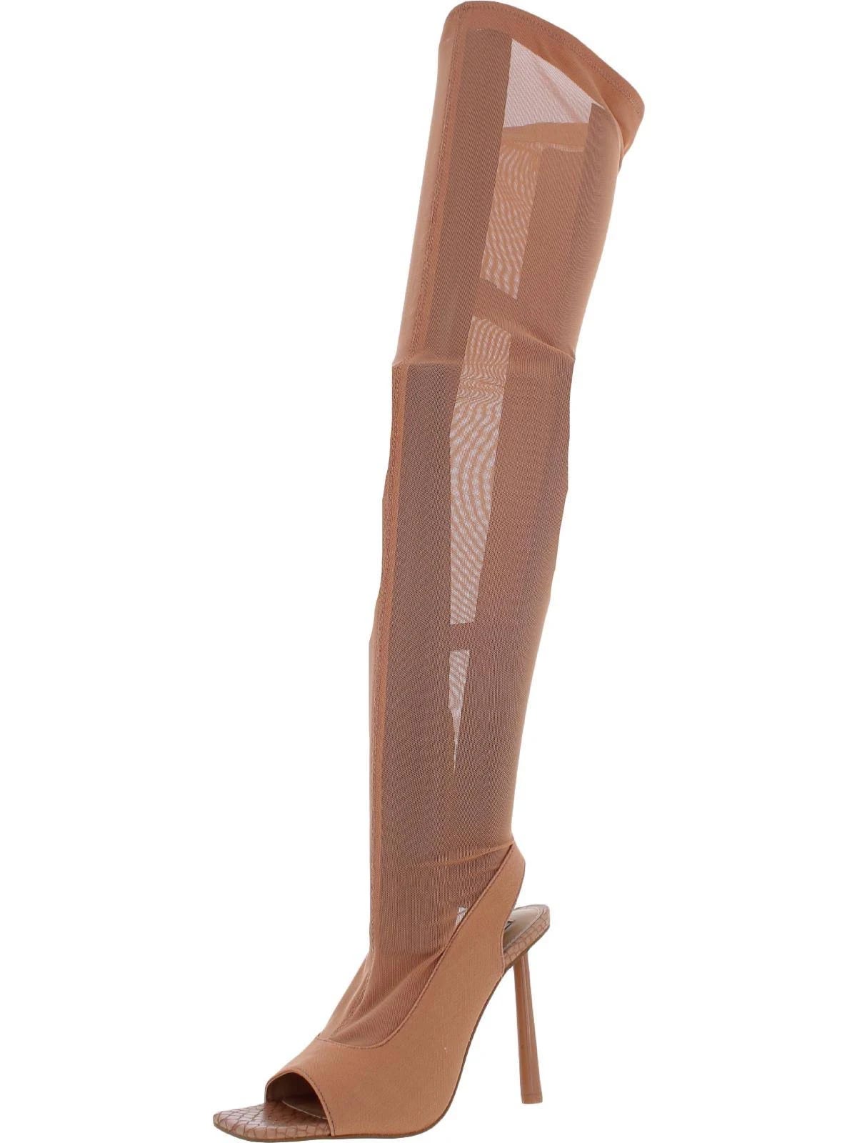 Chic Nude Thigh-High Mesh Boots by Steve Madden | Image