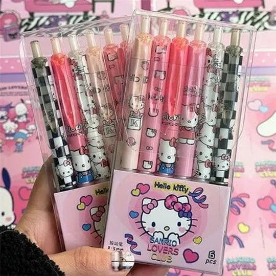 6pcs-set-kawaii-sanrio-kuromi-hello-kitty-0-5mm-gel-pens-set-cute-black-pen-cartoon-school-student-s-1