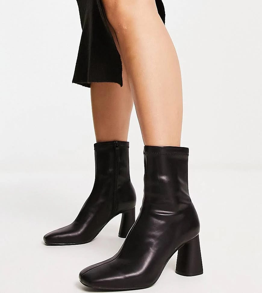 Stylish Wide Fit Sock Boot Heels by Stradivarius | Image