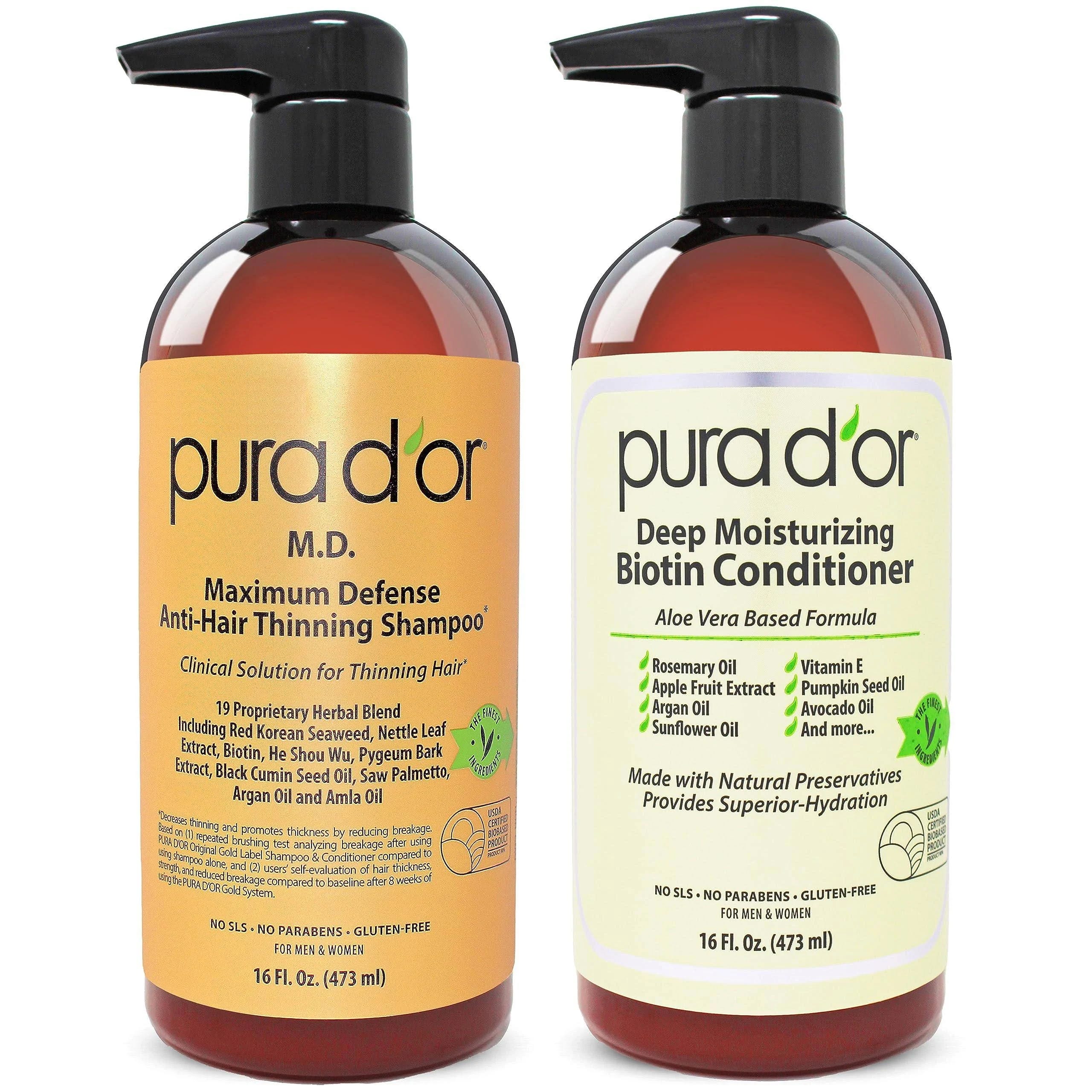 Pura D'or MD Coal Tar Anti-Thinning Shampoo & Conditioner Set | Image