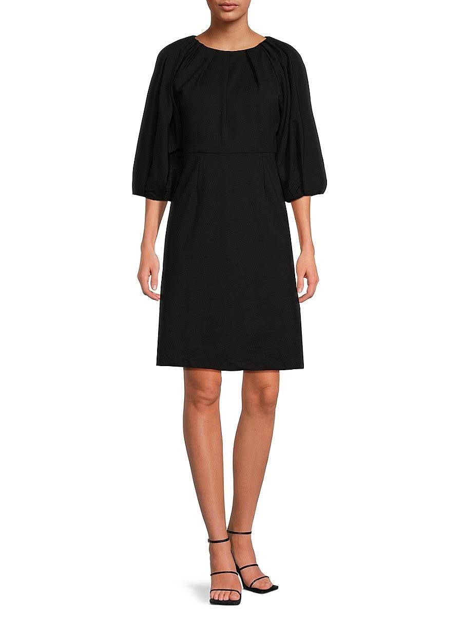 Elegant Black Balloon Sleeve Dress for Special Occasions | Image