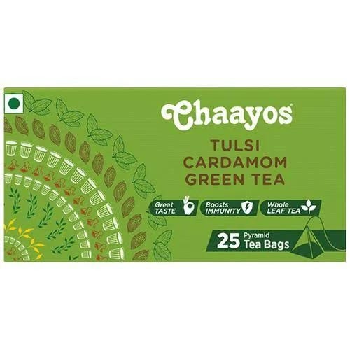 Chaayos Tulsi Cardamom Green Tea Bags | Image