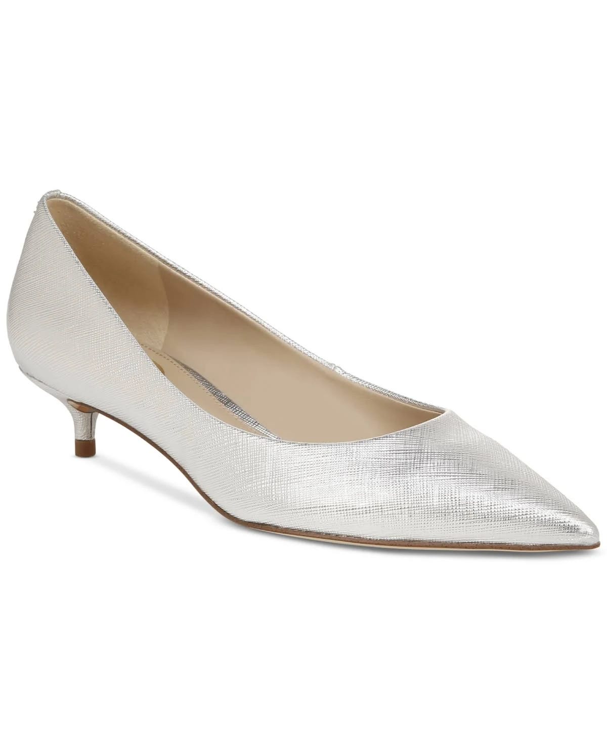 Elegant Silver Kitten Heel Pump | Image