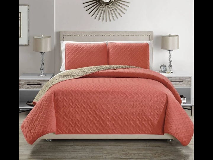 kinglinenembossed-coral-reversible-bedspread-quilt-set-cal-king-1