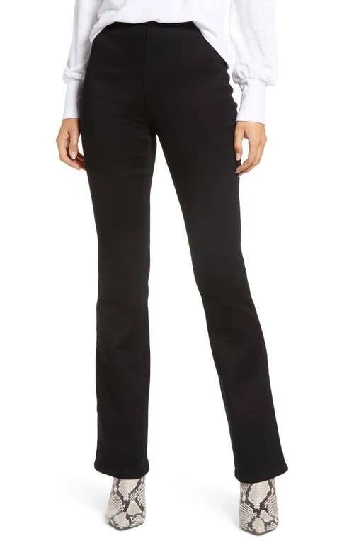 High-Waist Pull-On Black Bootcut Jeans for Comfort and Style | Image
