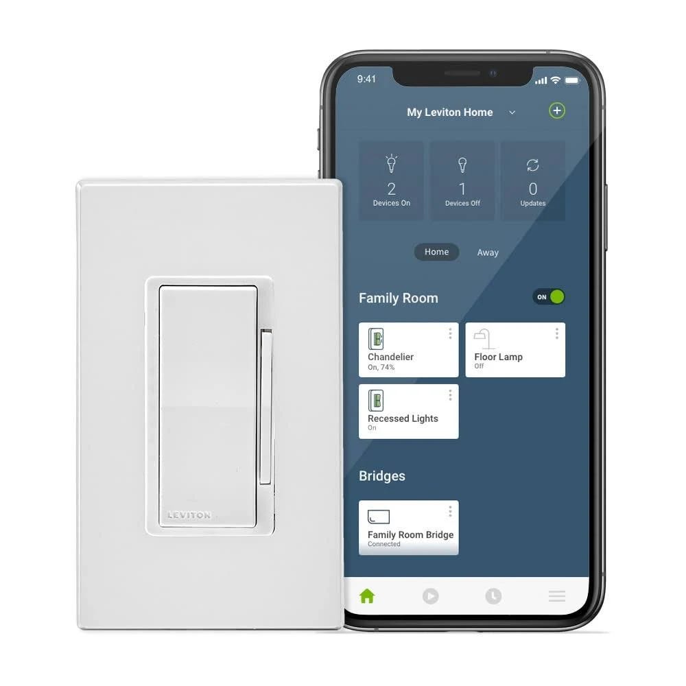 Leviton Smart No-Neutral Wi-Fi Dimmer Switch with Voice Control | Image