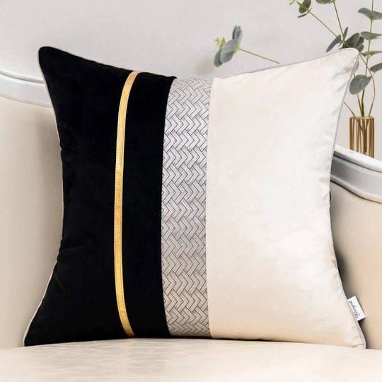 yangest-black-patchwork-velvet-throw-pillow-cover-with-gold-striped-leather-cushion-case-modern-luxu-1