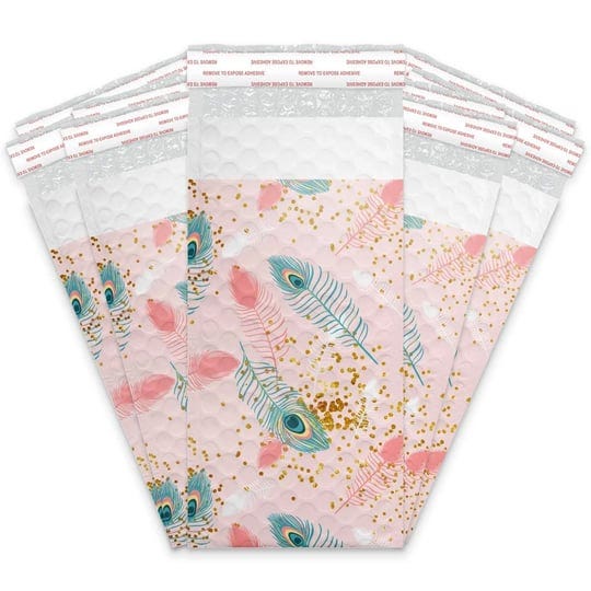 4x8-20pcs-pink-peacock-designer-self-seal-poly-bubble-mailers-shipping-envelopes-padded-bags-1