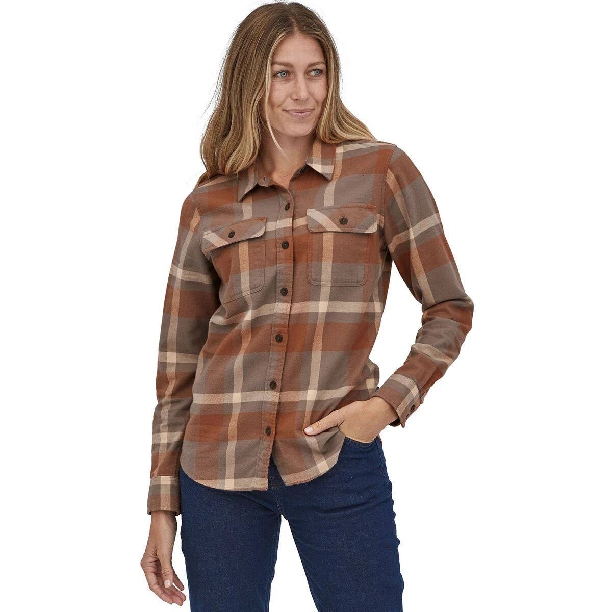 Organic Cotton Flannel Shirt for Women - Dusky Brown, XXL | Image