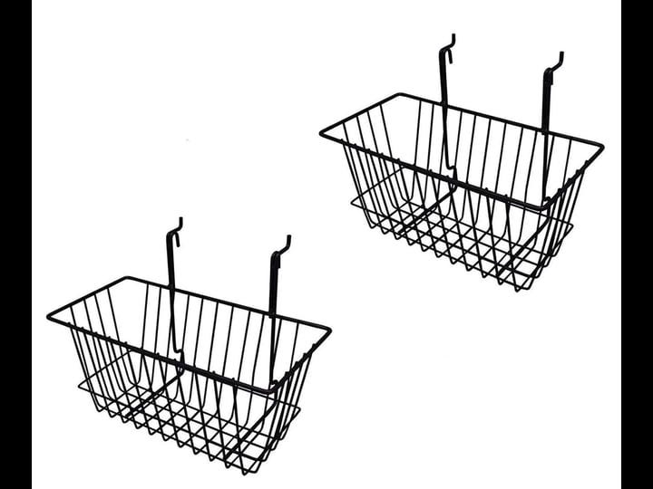 only-hangers-small-wire-storage-baskets-for-gridwall-slatwall-and-pegboard-black-finish-dimensions-1-1