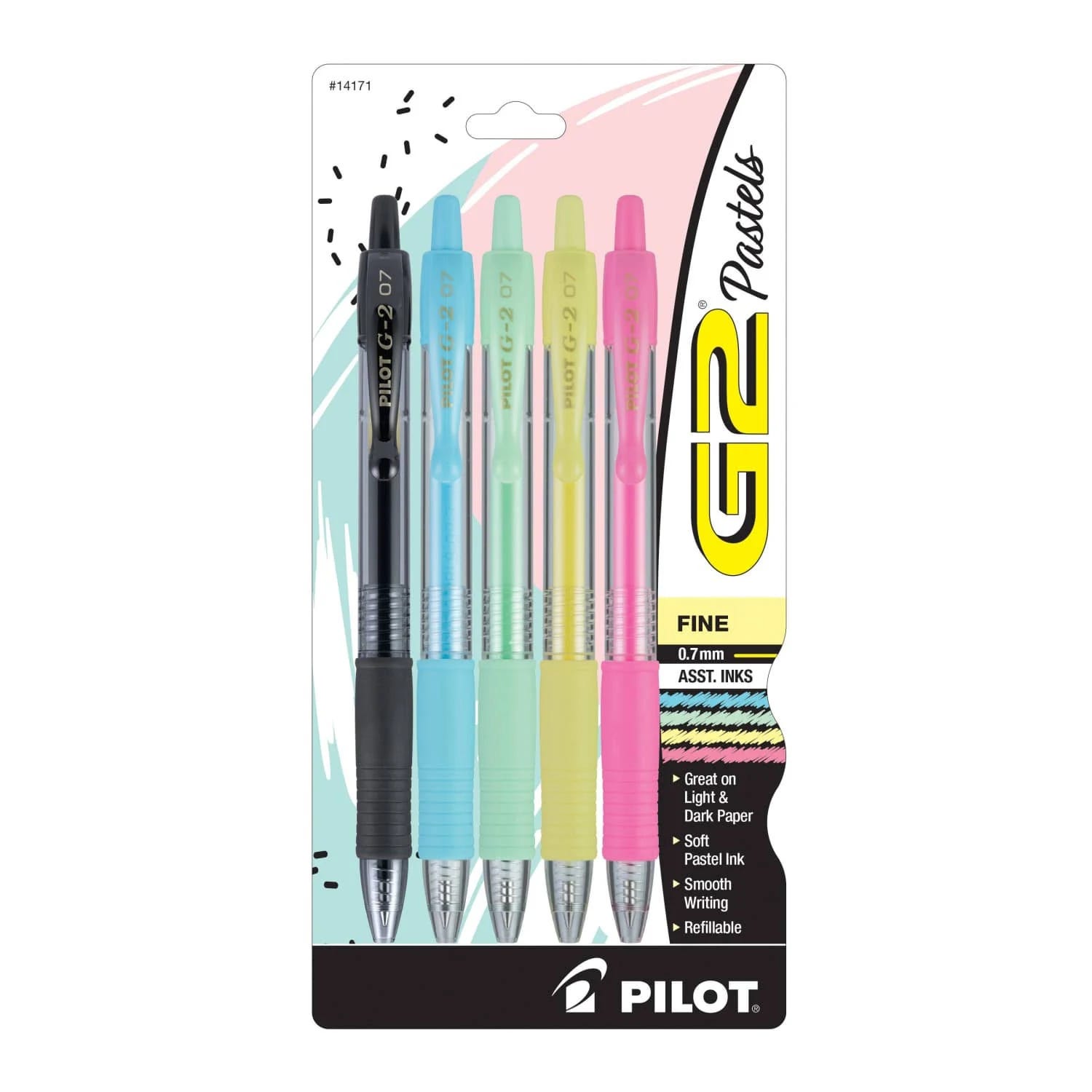 Pilot G2 Pastel Retractable Fine Point Pens - Set of 5 Colors | Image