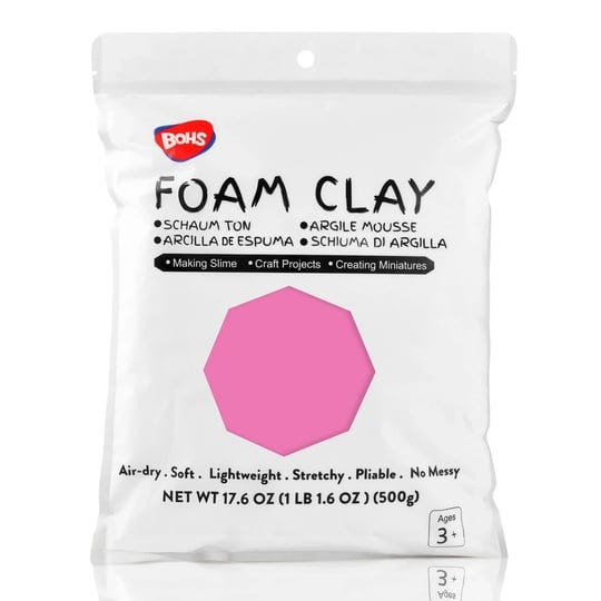 bohs-pink-modeling-foam-clay-soft-air-dry-for-school-project-butter-slime-fake-bake-1-1-lbs-17-6-oz--1