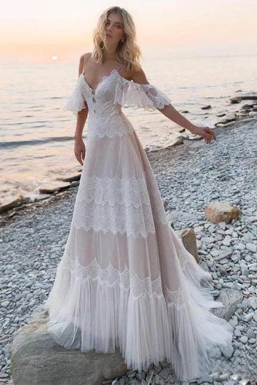 sarah-houston-bohemian-wedding-dresses-tempting-nude-champagne-v-neck-chic-sleeves-straps-ruffles-la-1