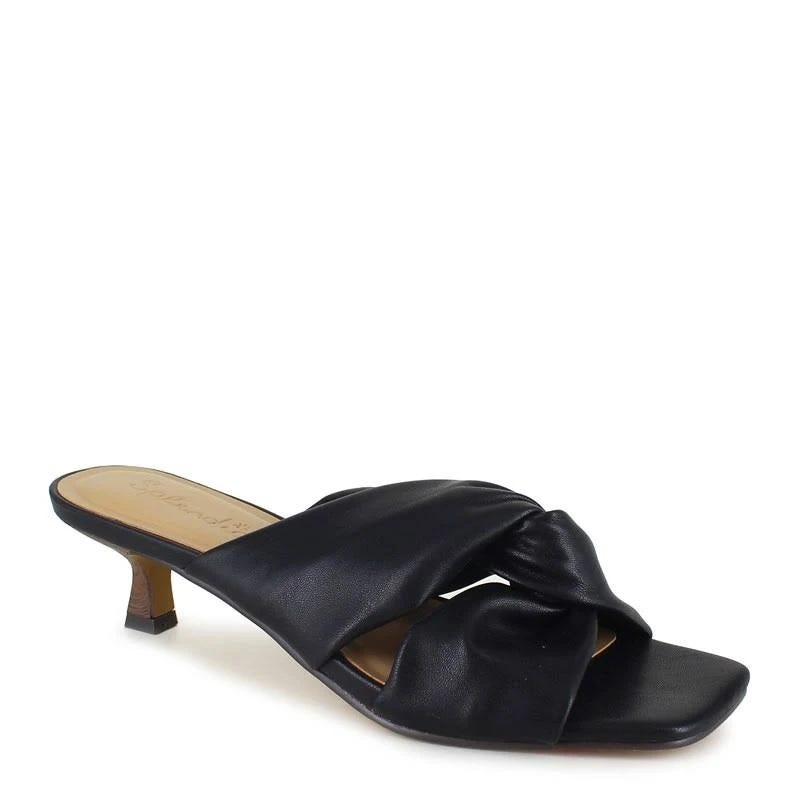 Black Faux Leather Heel Sandal with Knotted Strap | Image