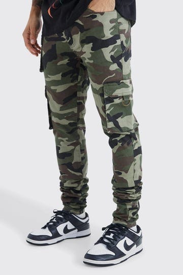 boohoo-mens-skinny-stacked-multi-pocket-camo-cargo-pants-green-1