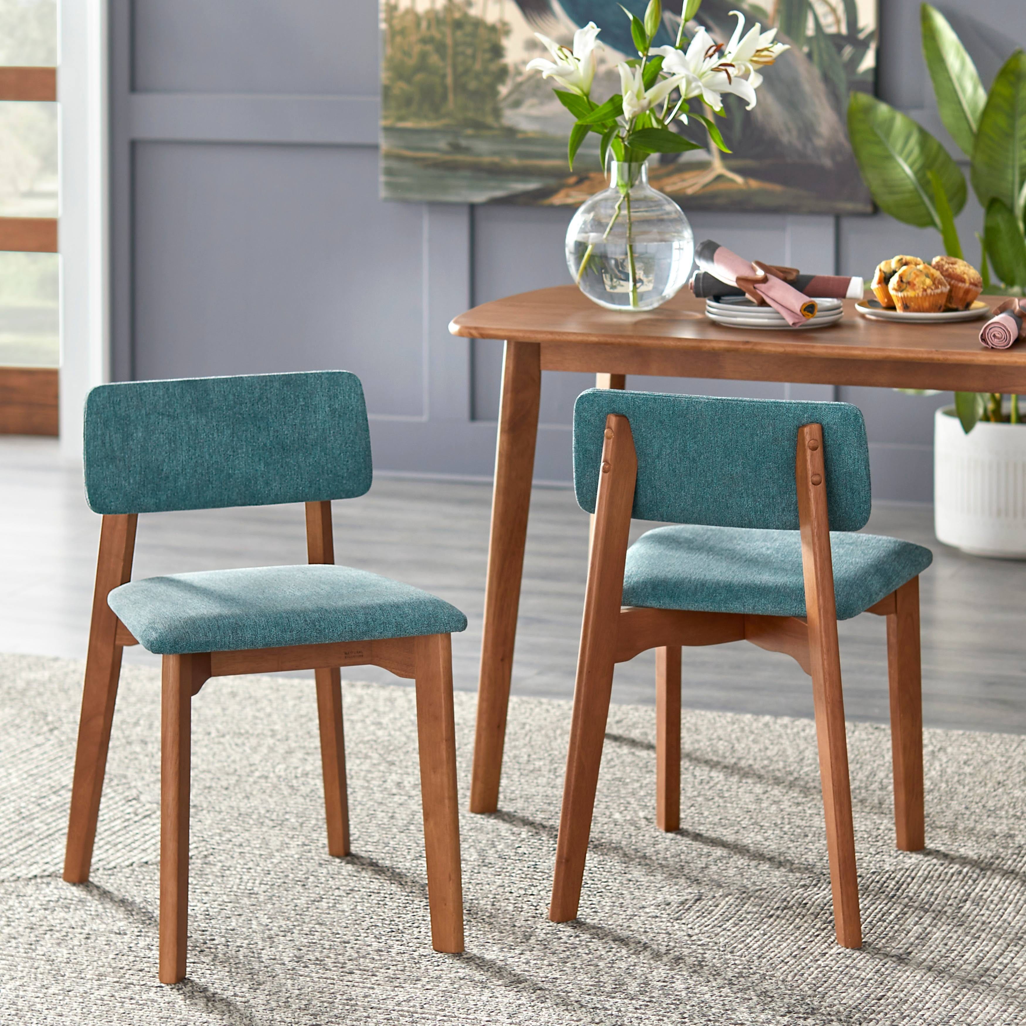 Unique Teal Rectangular Upholstered Dining Chairs | Image