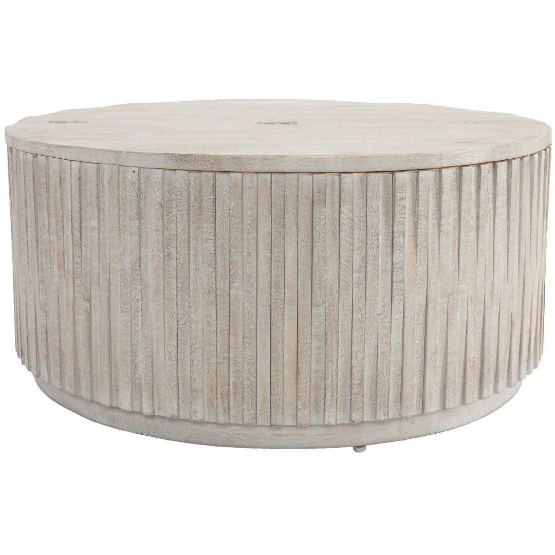 Sylvia Solid Wood Drum Storage Coffee Table | Image