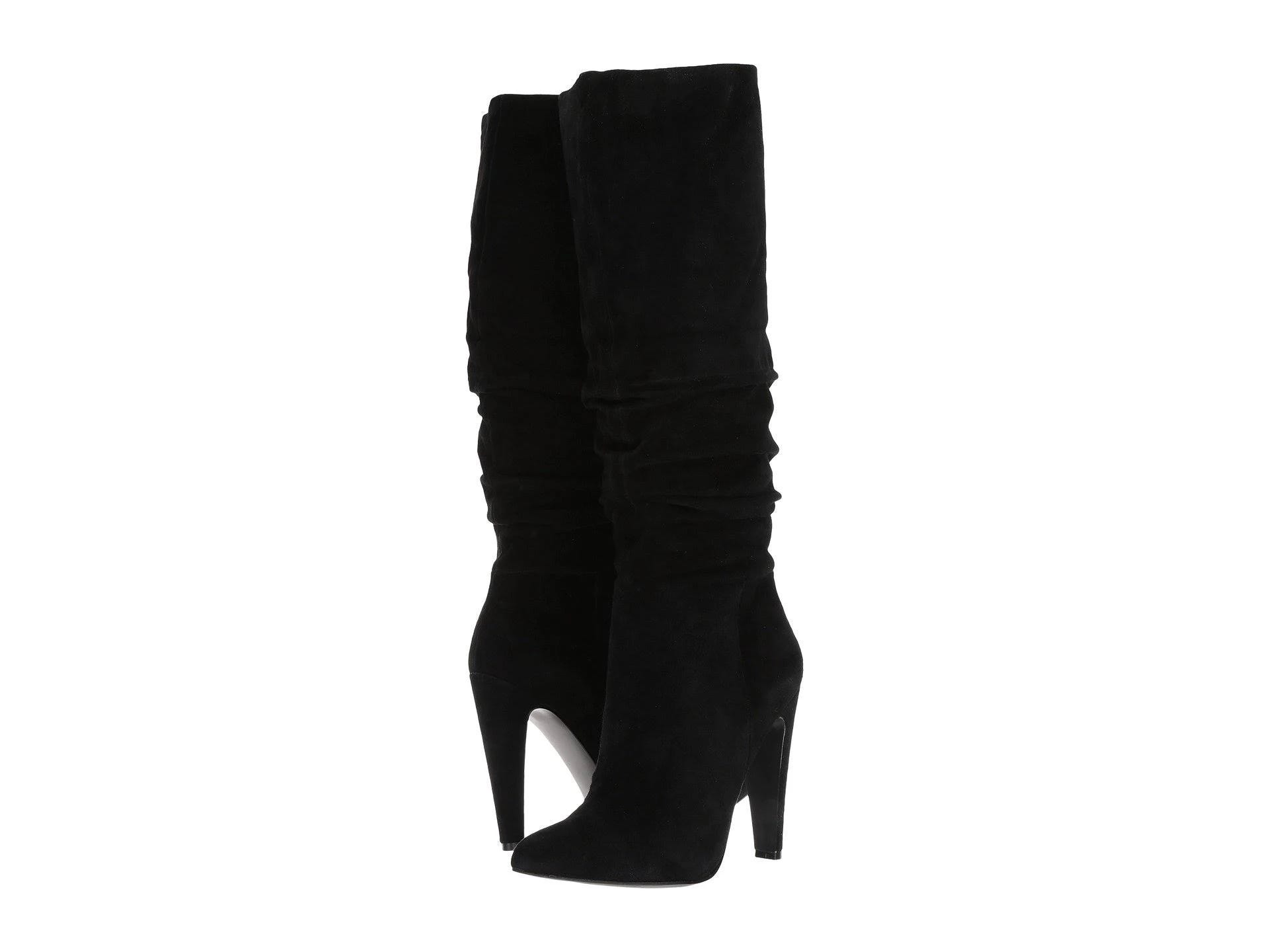 Fashionable Slouchy Knee High Boots - Pointed Toe & Leather Upper | Image