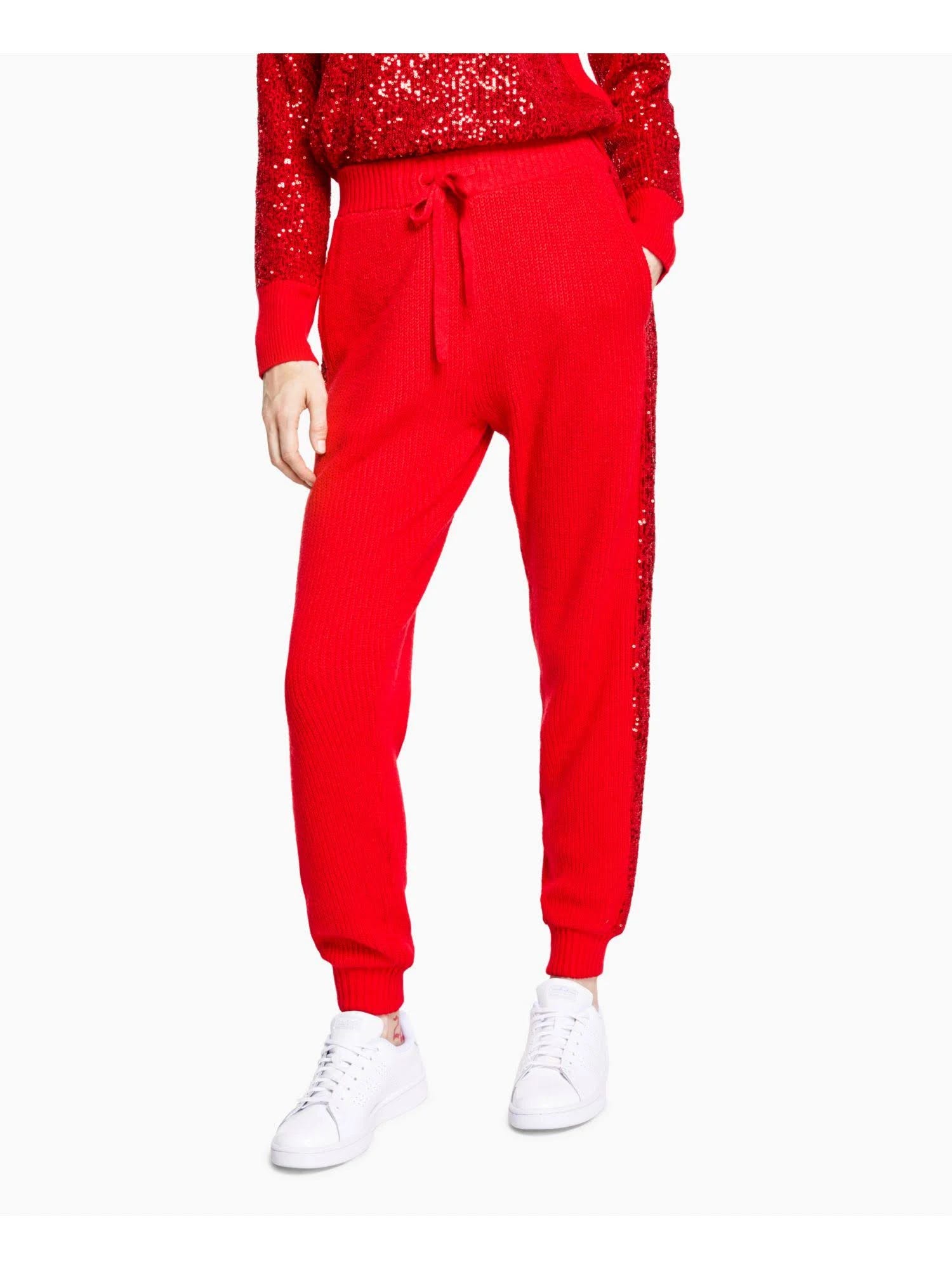 Fashionable High-Waist Red Joggers for Women by INC | Image