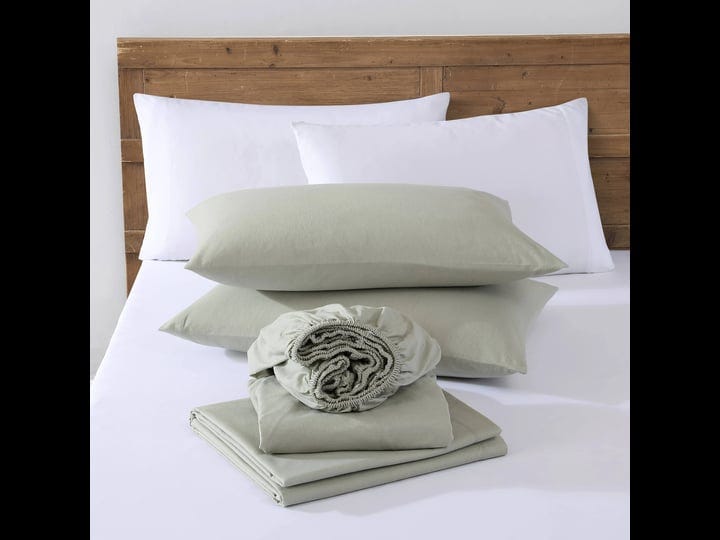 eddie-bauer-solid-green-cotton-flannel-king-sheet-set-1