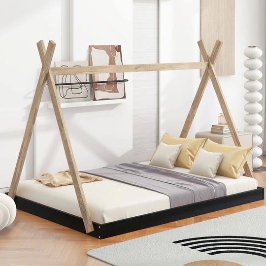 triangle-structured-tent-floor-bed-full-blacknatural-kids-unisex-1