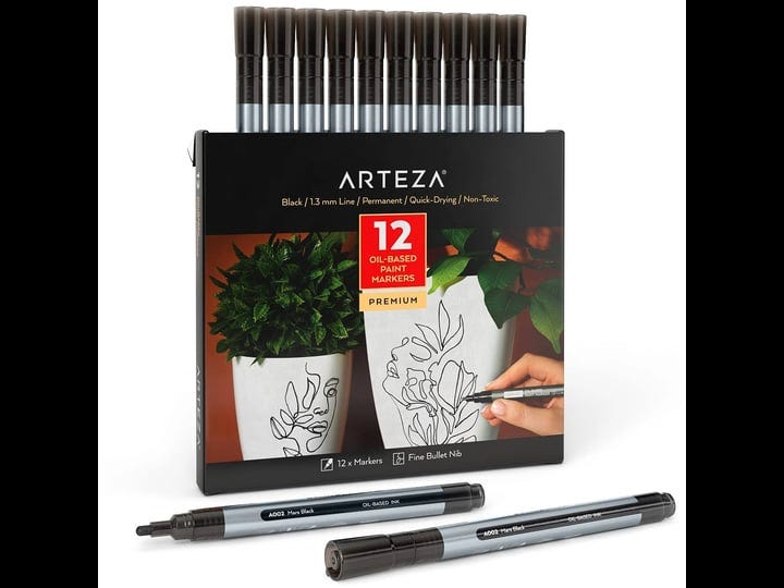 arteza-bullet-nib-oil-based-markers-a002-mars-black-12-piece-1