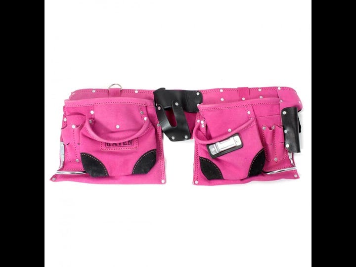 tooltreaux-9-pocket-leather-tool-belt-large-hammer-drill-tool-pouch-pink-1