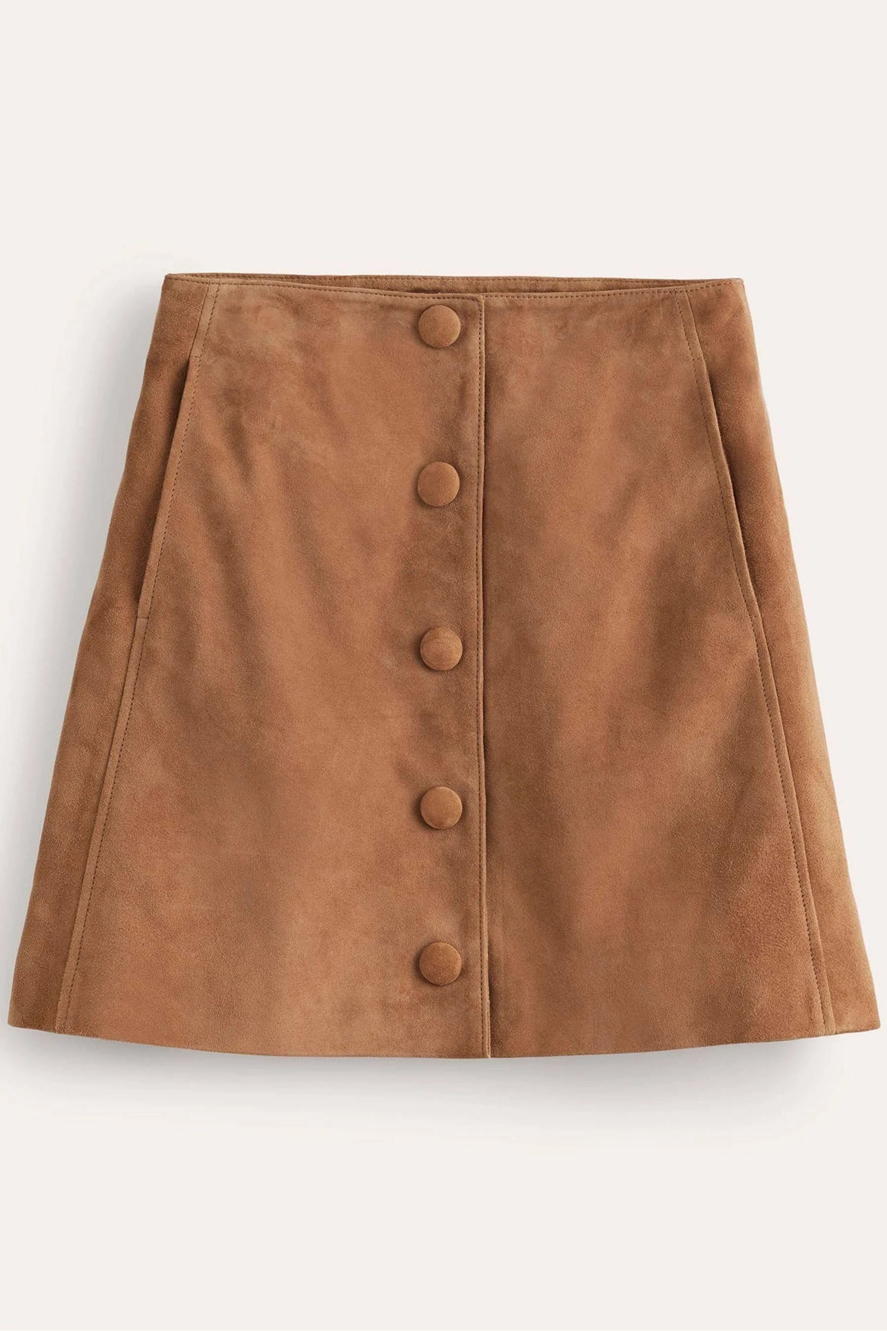 Suede A-Line Mini Skirt in Brown | Image