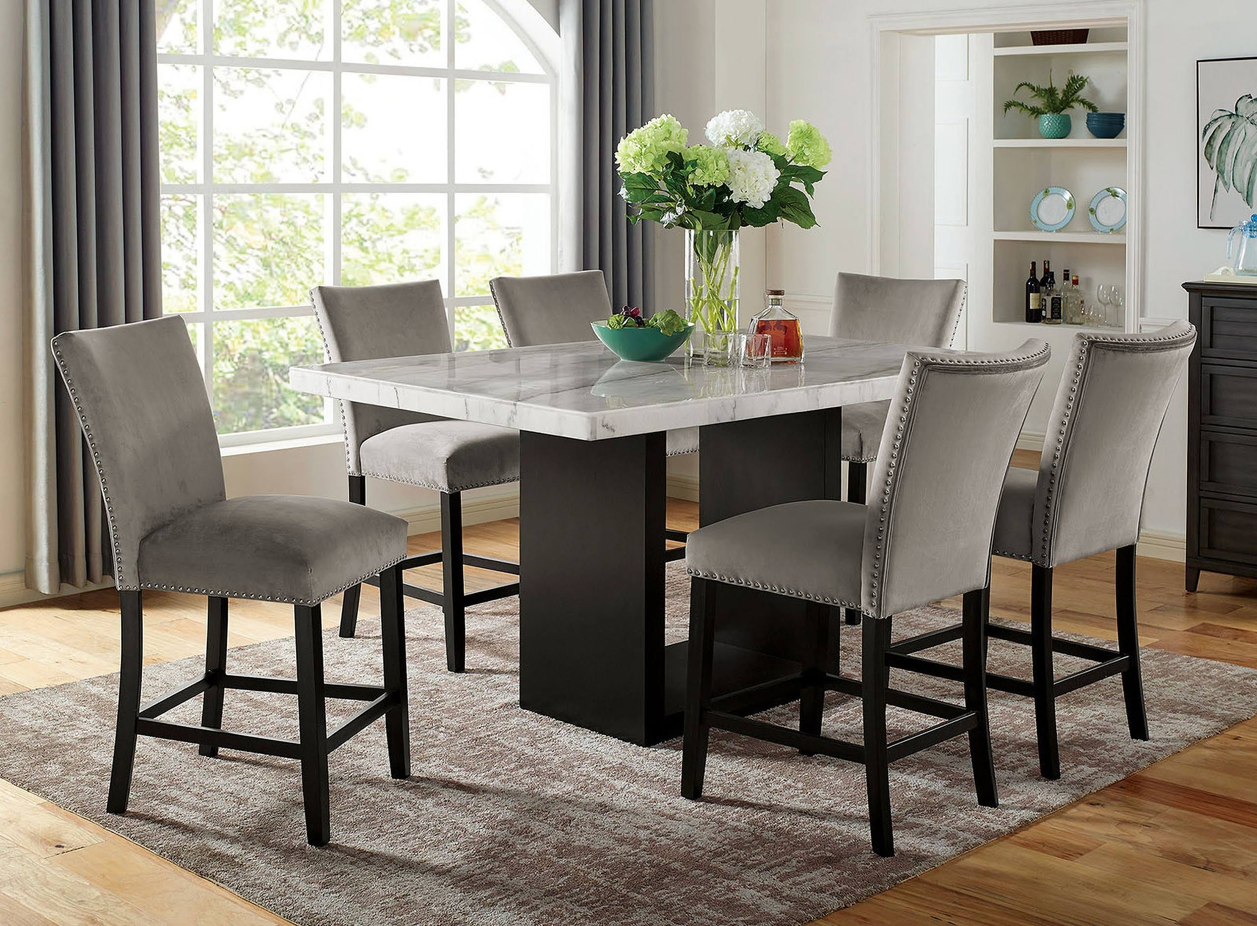 Kian Spacious White and Black Counter Height Dining Table | Image