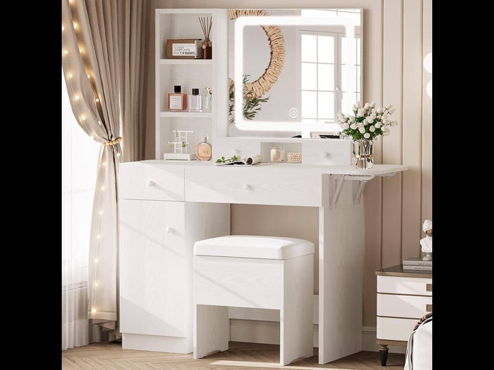 likimio-vanity-desk-with-drawers-led-lighted-mirror-power-outlet-cabinet-storage-stool-stylish-bedro-1