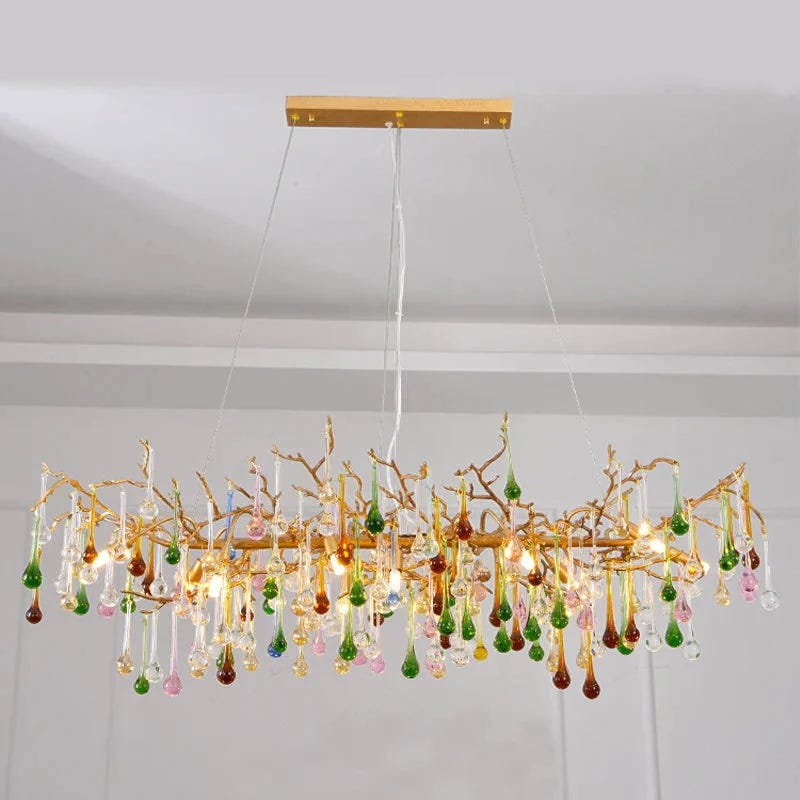 Luxurious Colorful Crystal Chandelier with Warm Ambiance | Image