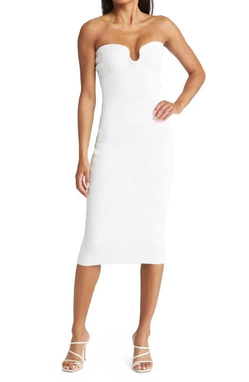 White Strapless Body-Con Dress by House of CB | Image