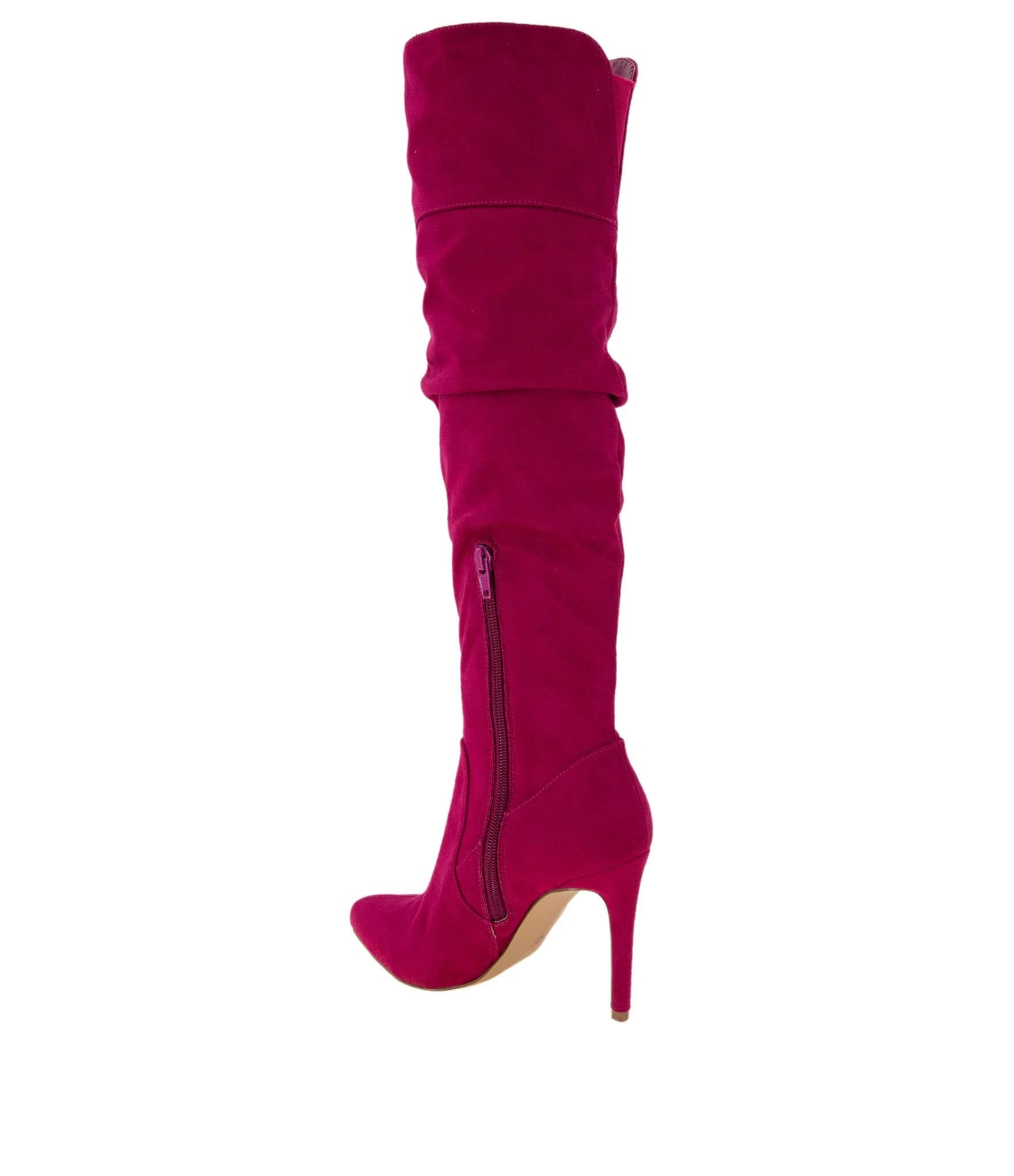 Stylish Pink Faux Suede Over-the-Knee Boot | Image