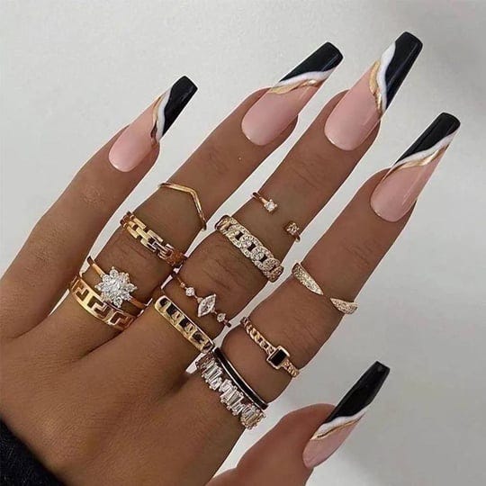 foccna-glossy-coffin-extra-long-press-on-nails-with-designs-nude-black-fake-nailsacrylic-nails-press-1